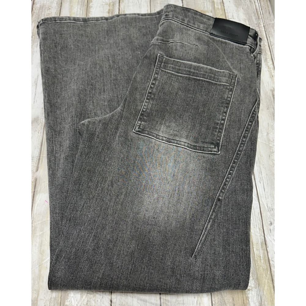 Dear John Micah Wide Leg Jeans Grey Washed Black High Rise size 28 EUC